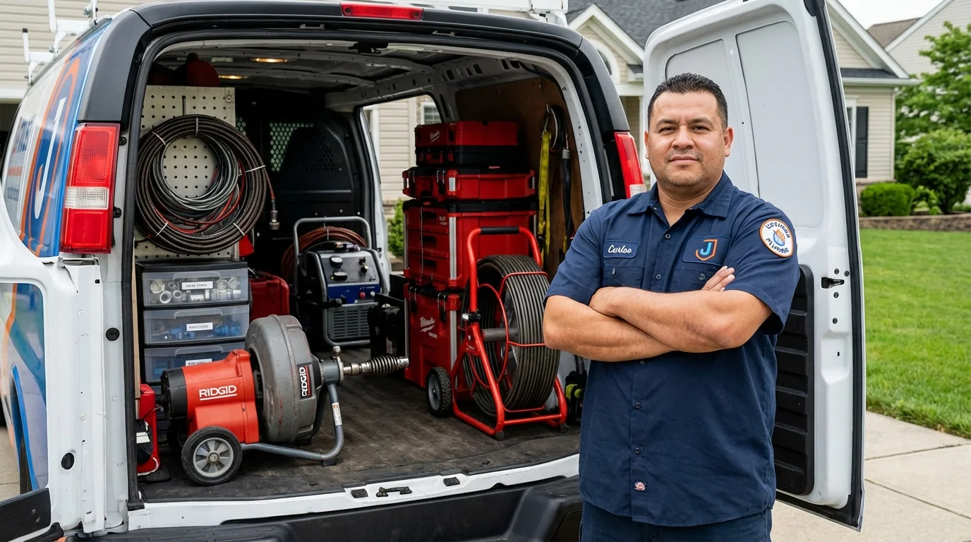 Professional drain cleaning equipment and Johns Plumbing LLC plumber in Spencerport