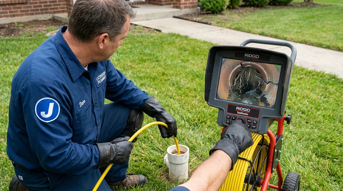 Sewer camera inspection being performed by Johns Plumbing LLC in Spencerport